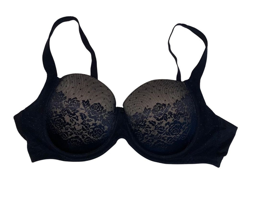 Soma Stunning Support Full Coverage Black Lace Bra Size 40C Molded Underwire